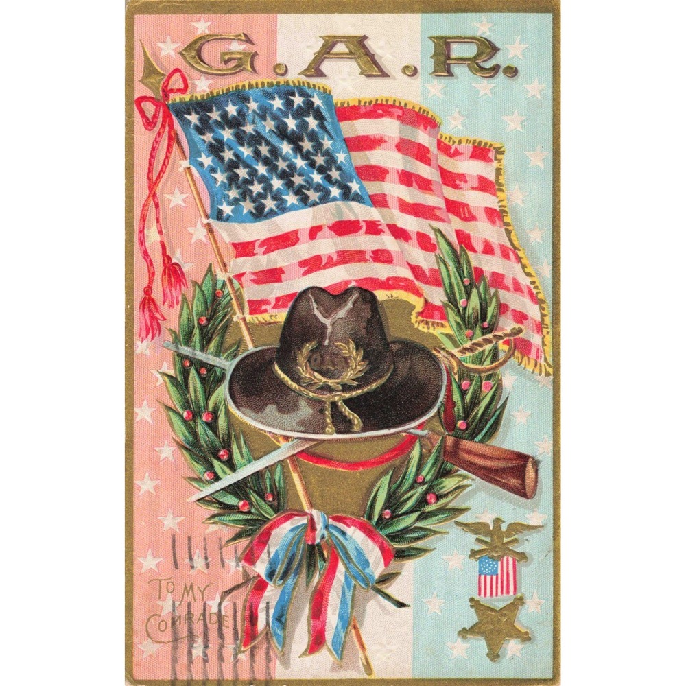 GAR Grand Army of the Republic Civil War Postcard Embossed Decoration Day 1915